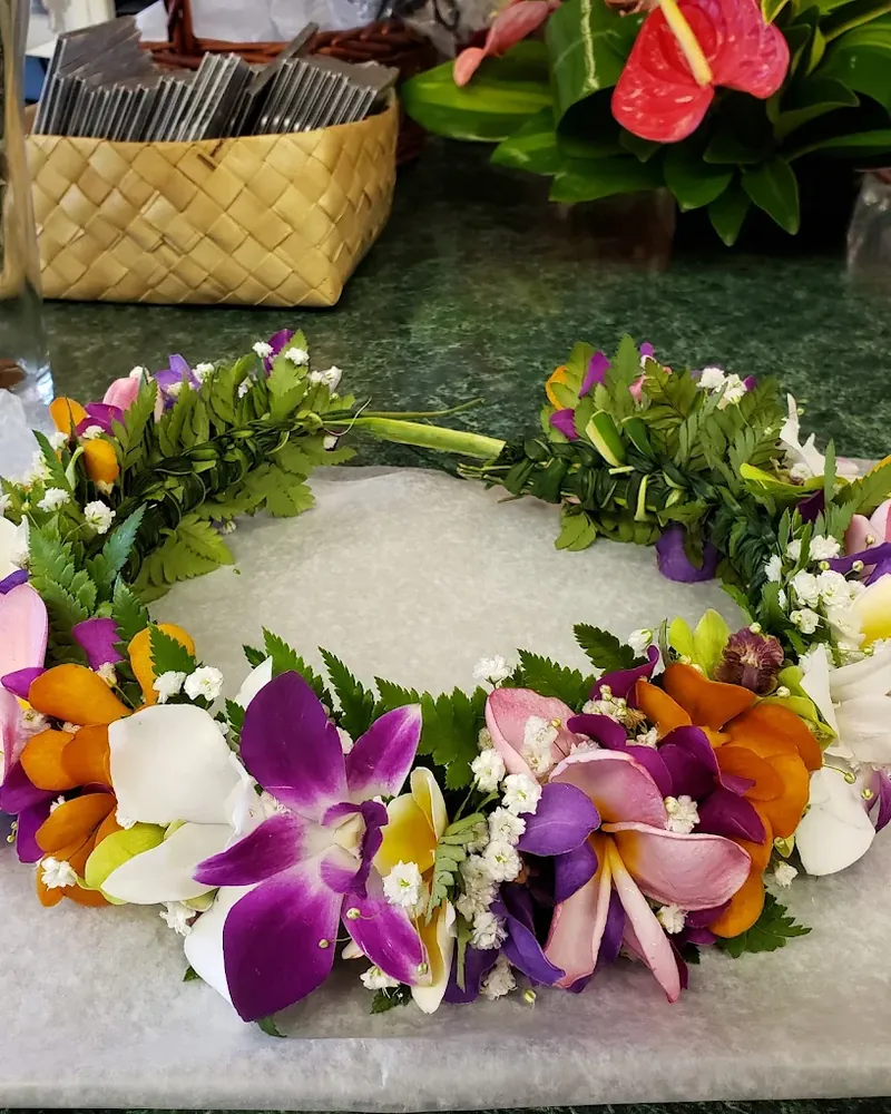 A tropical arrangement delivered to a home kitchen
